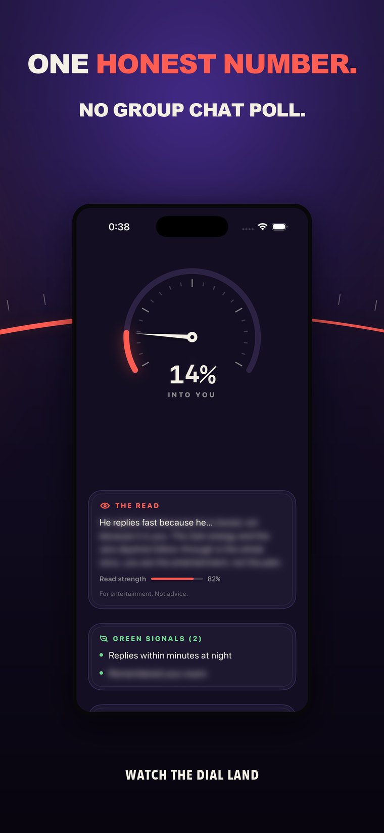 Delulu result dial reading 14 percent into you